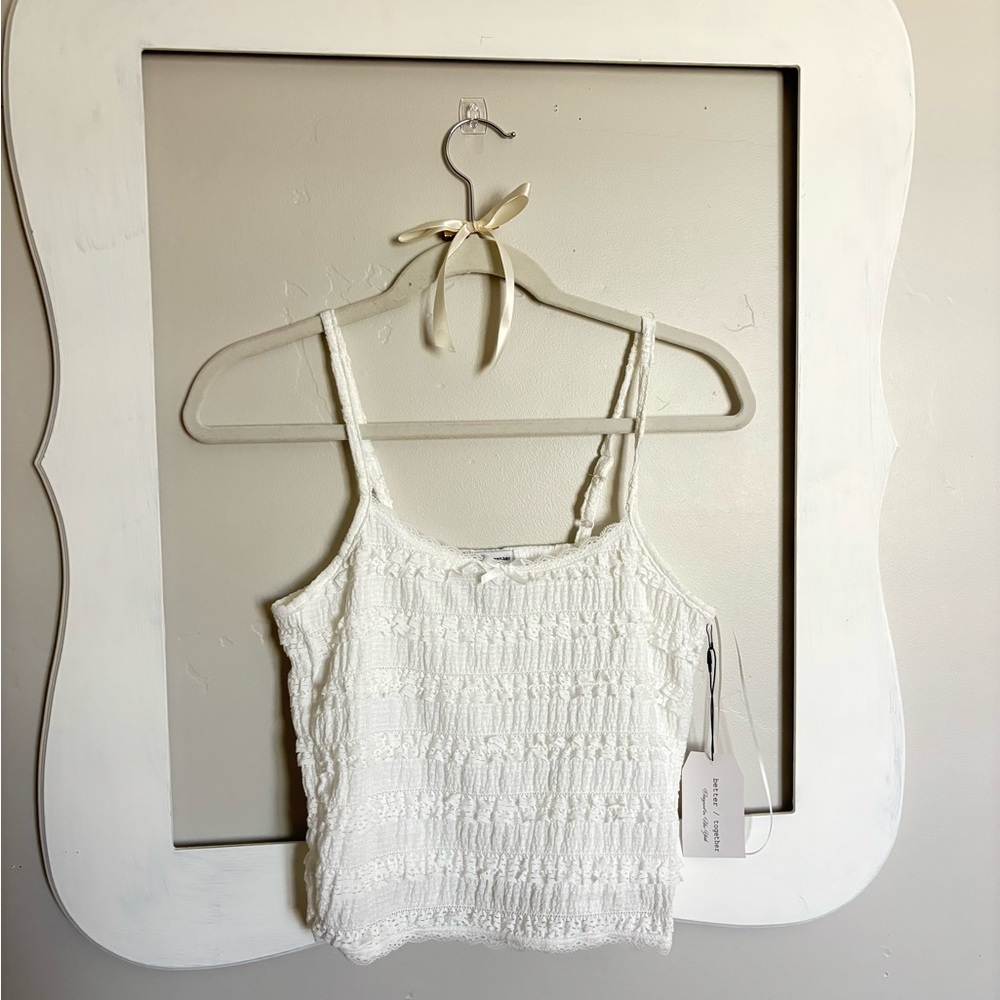 Darling White Smocked Lace Cami | NWT